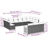 vidaXL Ensemble de 13 banques de jardin avec coussins en polyrotan noir
