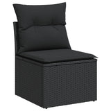 vidaXL Ensemble de salon 12 personnes avec coussins en poly rotin noir