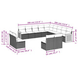 vidaXL Ensemble de 13 banques de jardin avec coussins en polyrotan noir