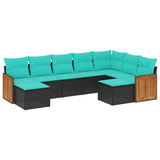 vidaXL ensemble de 9 banques de jardin avec coussins en polyrotan noir