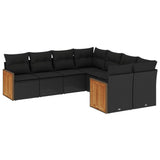 vidaXL 8-piece Lounge Set with Cushions Poly Rattan Black