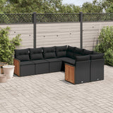 vidaXL 8-piece Lounge Set with Cushions Poly Rattan Black