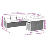 vidaXL 8-piece Garden Sofa Set with Cushions, Black Poly Rattan