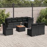 vidaXL 9-delige Loungeset met kussens poly rattan zwart