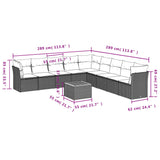 vidaXL 10-delige Loungeset met kussens poly rattan zwart