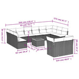 vidaXL 13-Piece Poly Rattan Lounge Set with Cushions Black