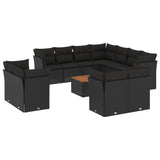 vidaXL Ensemble de salon 12 personnes avec coussins en poly rotin noir