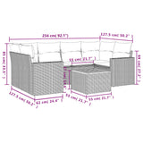 vidaXL 7-delige Loungeset met kussens poly rattan zwart