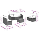 vidaXL 8-delige Loungeset met kussens poly rattan zwart