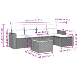 vidaXL Ensemble de salon 6 personnes avec coussins en poly rotin noir