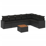 vidaXL 8-delige Loungeset met kussens poly rattan zwart