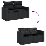 vidaXL Ensemble de salon 12 personnes avec coussins en poly rotin noir