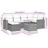 vidaXL 7-delige Loungeset met kussens poly rattan zwart