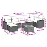 vidaXL 8-delige Loungeset met kussens poly rattan zwart