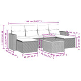 vidaXL 7-delige Loungeset met kussens poly rattan zwart