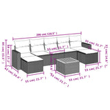 vidaXL 8-delige Loungeset met kussens poly rattan zwart