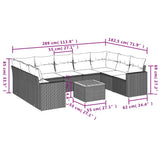 vidaXL 10-delige Loungeset met kussens poly rattan zwart