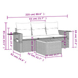 vidaXL 4-delige Loungeset met kussens poly rattan zwart