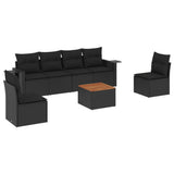 vidaXL 7-Piece Lounge Set with Cushions Poly Rattan Black