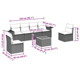 vidaXL 7-Piece Lounge Set with Cushions Poly Rattan Black