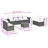 vidaXL 9-delige Loungeset met kussens poly rattan zwart