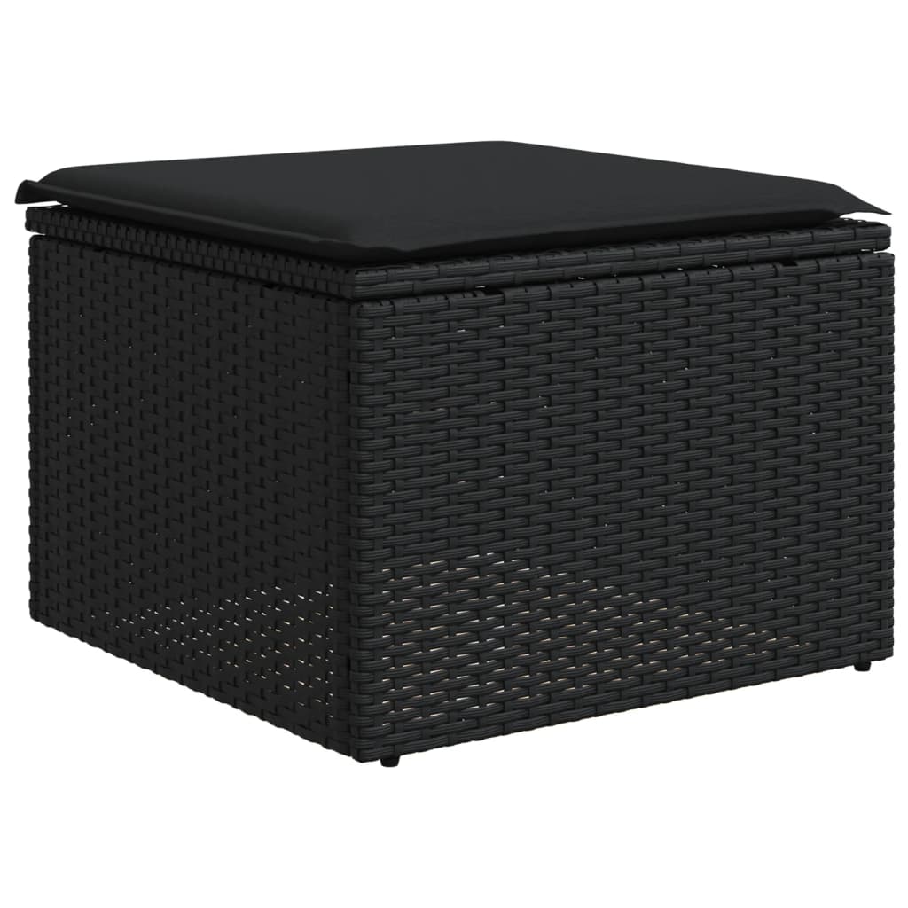 vidaXL 5-delige Loungeset met kussens poly rattan zwart