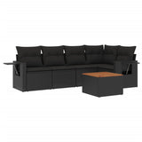 vidaXL 6-Piece Lounge Set with Cushions Poly Rattan Black