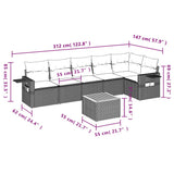 vidaXL 7-delige Loungeset met kussens poly rattan zwart