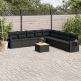 vidaXL 10-piece Lounge Set with Cushions Poly Rattan Black