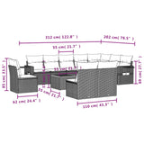 vidaXL 11-delige Loungeset met kussens poly rattan zwart