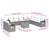 vidaXL 11-delige Loungeset met kussens poly rattan zwart