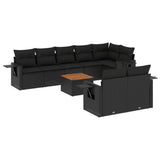vidaXL 9-piece Poly Rattan Lounge Set with Cushions Black