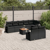 vidaXL 9-piece Poly Rattan Lounge Set with Cushions Black