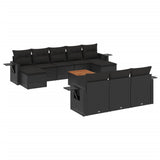 vidaXL 11-delige Loungeset met kussens poly rattan zwart