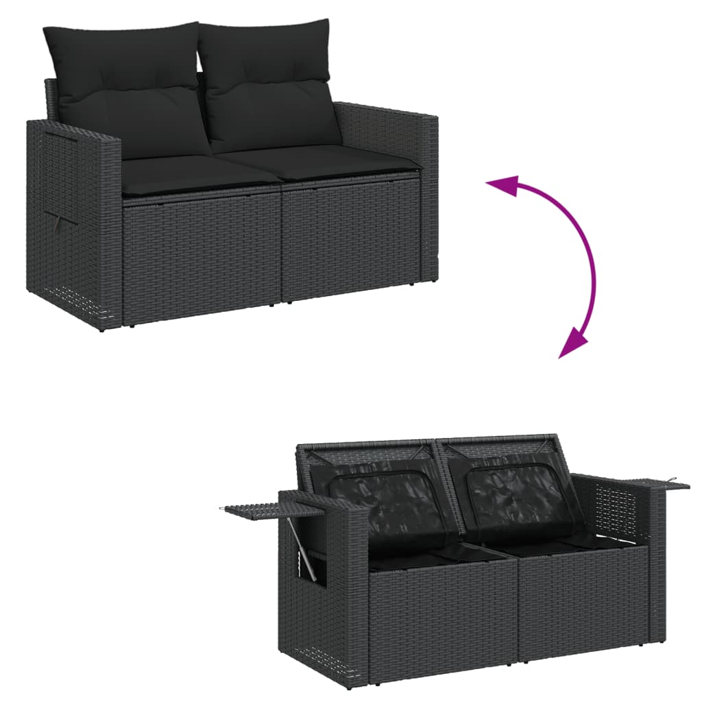 vidaXL 12-delige Loungeset met kussens poly rattan zwart