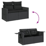 vidaXL 12-delige Loungeset met kussens poly rattan zwart