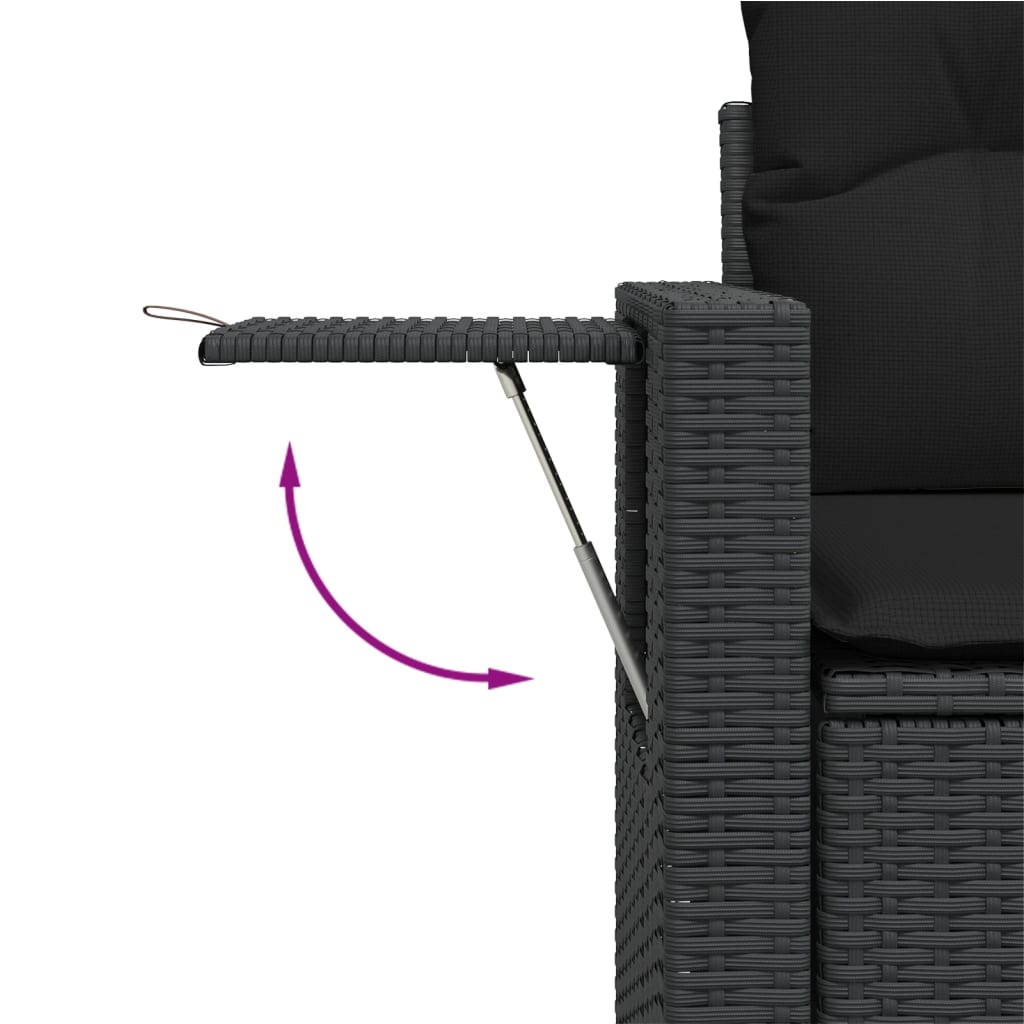 vidaXL 14-delige Loungeset met kussens poly rattan zwart