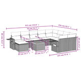 vidaXL 11-delige Loungeset met kussens poly rattan zwart