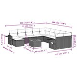 vidaXL 12-delige Loungeset met kussens poly rattan zwart