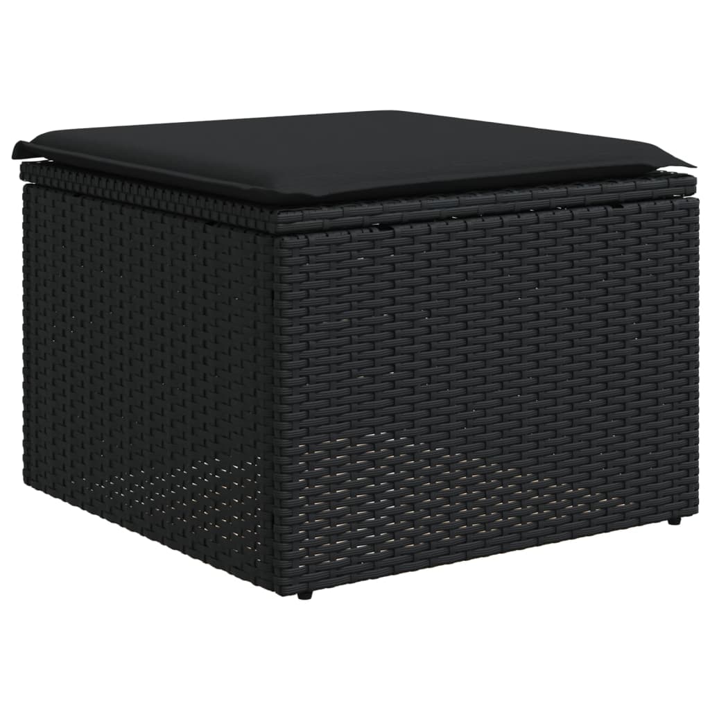 vidaXL 13-delige Loungeset met kussens poly rattan zwart