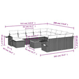vidaXL 13-delige Loungeset met kussens poly rattan zwart