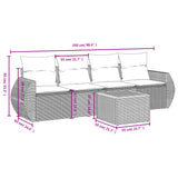 vidaXL 5-delige Loungeset met kussens poly rattan zwart