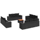 vidaXL 13-delige Loungeset met kussens poly rattan zwart