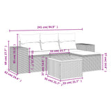 vidaXL 5-delige Loungeset met kussens poly rattan zwart