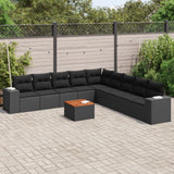 vidaXL 10-Piece Lounge Set with Cushions Poly Rattan Black