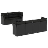 vidaXL 8-piece Lounge Set with Cushions Poly Rattan Black