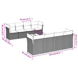vidaXL 9-piece Poly Rattan Lounge Set with Cushions Black
