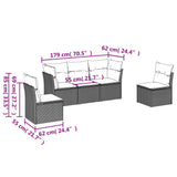 vidaXL 5-piece Lounge Set with Cushions Poly Rattan Black