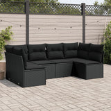 vidaXL 6-Piece Lounge Set with Cushions Poly Rattan Black