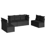 vidaXL 7-Piece Lounge Set with Cushions Poly Rattan Black